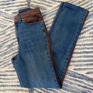 The Los Feliz Side InSet Women’s Jeans Blue Med Wash Denim & Brown Faux Suede